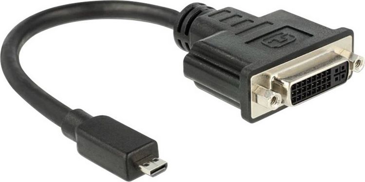 Produktbild: Delock 65563 HDMI / DVI Adapter [1x HDMI-Stecker D Micro - 1x DVI-Buchse 24+5pol.] Schwarz 20.00 cm