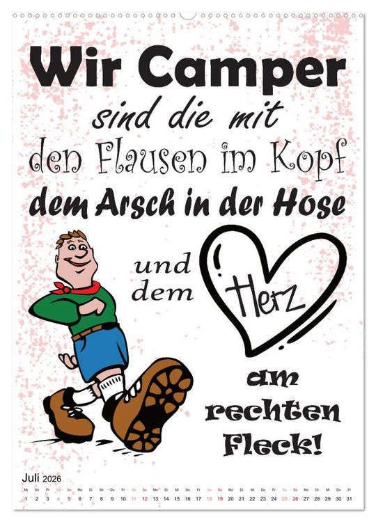 Produktbild: CampingSpr&uuml;che (Wandkalender 2026 DIN A2 hoch), CALVENDO Monatskalender