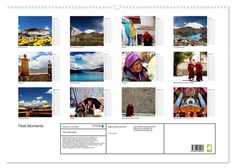 Produktbild: Tibet Momente (Wandkalender 2026 DIN A2 quer), CALVENDO Monatskalender