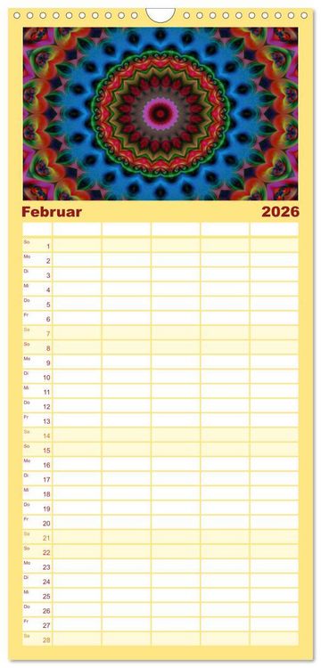 Produktbild: Familienplaner 2026 - Mandala Tr&auml;ume mit 5 Spalten (Wandkalender, 21 x 45 cm) CALVENDO