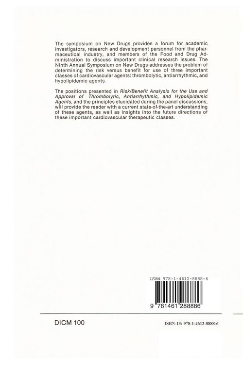 Produktbild: Risk/Benefit Analysis for the Use and Approval of Thrombolytic, Antiarrhythmic, and Hypolipidemic Agents