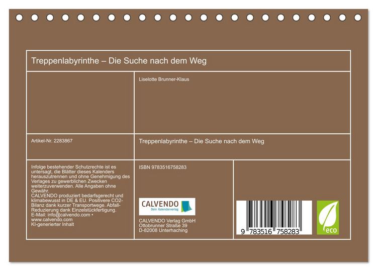 Produktbild: Treppenlabyrinthe &ndash; Die Suche nach dem Weg (Tischkalender 2027 DIN A5 quer), CALVENDO Monatskalender