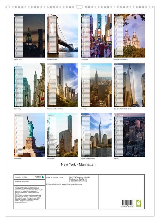 Produktbild: New York - Manhattan (Wandkalender 2026 DIN A2 hoch), CALVENDO Monatskalender