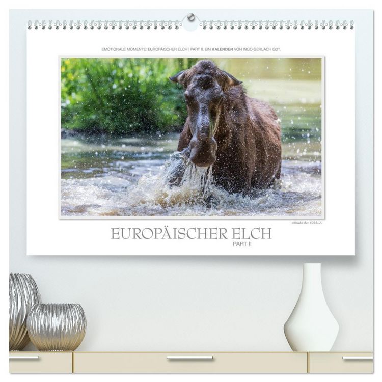 Produktbild: Emotionale Momente: Europ&auml;ischer Elch Part II (hochwertiger Premium Wandkalender 2026 DIN A2 quer), Kunstdruck in Hochglanz