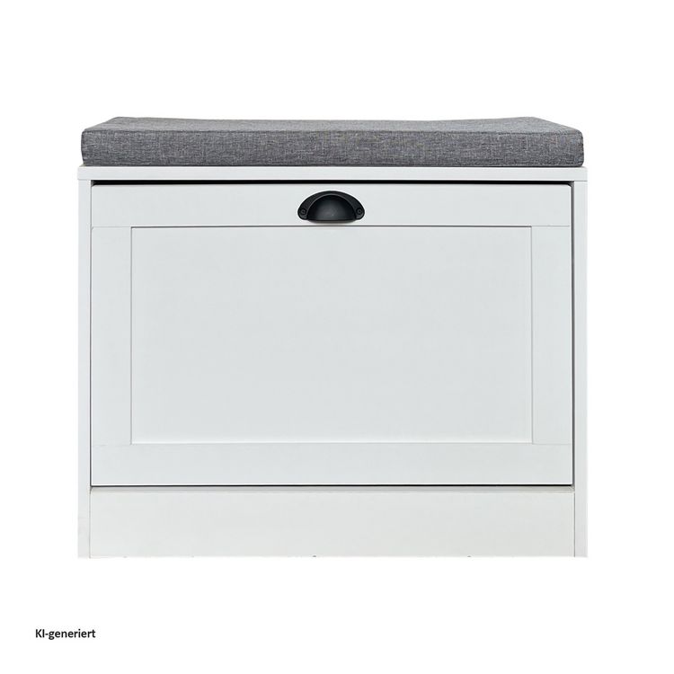 Produktbild: HTI-Living Schuhschrank Thekla 1 Klappe 60 cm Wei&szlig; mit Sitzkissen