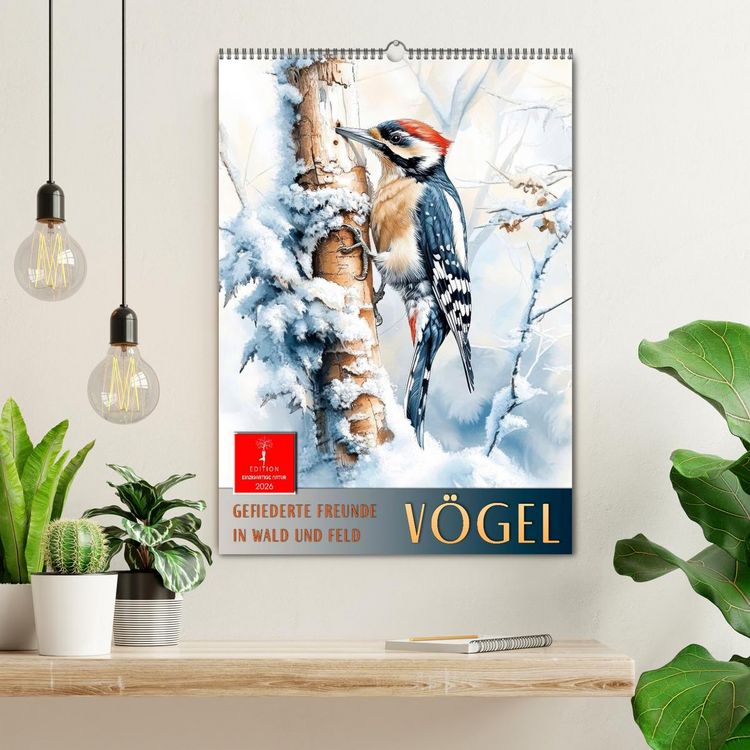 Produktbild: V&ouml;gel - gefiederte Freunde in Wald und Feld (Wandkalender 2026 DIN A2 hoch), CALVENDO Monatskalender