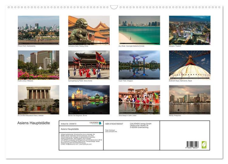 Produktbild: Asiens Hauptst&auml;dte (Wandkalender 2026 DIN A2 quer), CALVENDO Monatskalender