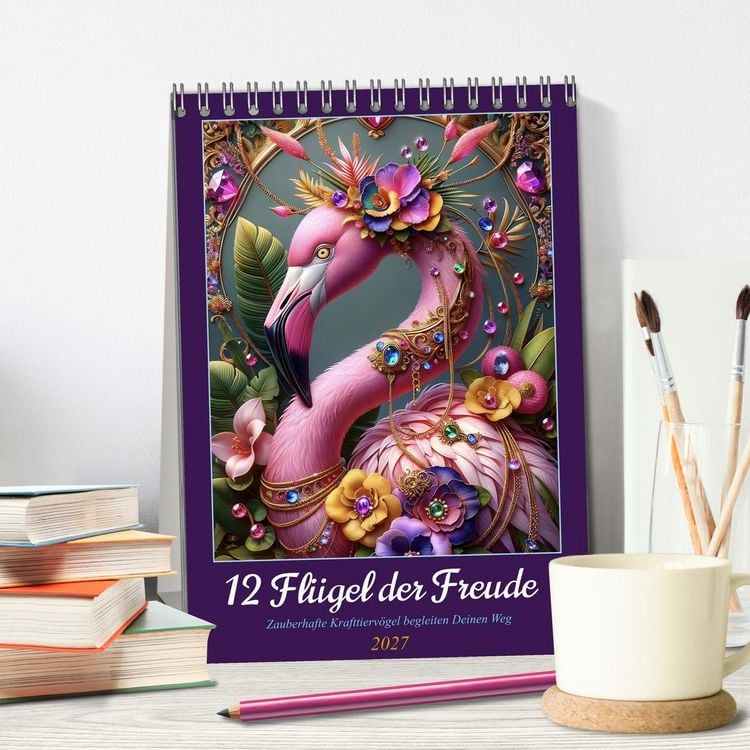 Produktbild: 12 Fl&uuml;gel der Freude (Tischkalender 2027 DIN A5 hoch), CALVENDO Monatskalender