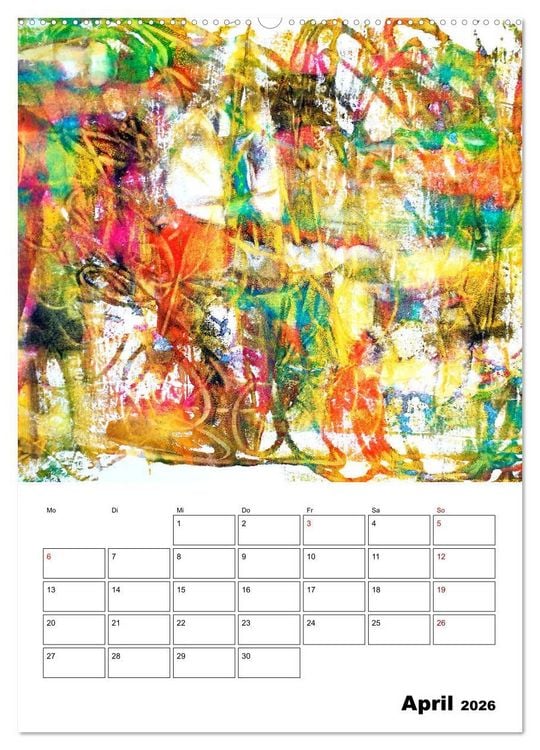Produktbild: Ungeb&auml;ndigt frei - Abstrakte Malerei - dynamische Linien in leuchtenden Farbr&auml;umen (Wandkalender 2026 DIN A2 hoch), CALVENDO Monatskalender