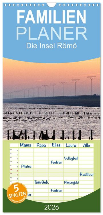 Produktbild: Familienplaner 2026 - Die Insel R&ouml;m&ouml; mit 5 Spalten (Wandkalender, 21 x 45 cm) CALVENDO