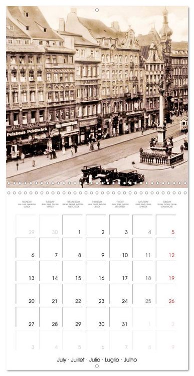 Produktbild: Promenade &agrave; travers Munich : Cartes postales historiques de la ville (Calendrier mural carr&eacute; 2026 30x30 cm) Calendrier double avec une page pour vos prises de notes