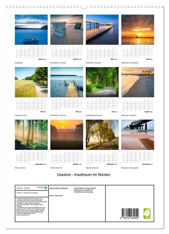 Produktbild: Usedom - Inseltraum im Norden (hochwertiger Premium Wandkalender 2026 DIN A2 hoch), Kunstdruck in Hochglanz