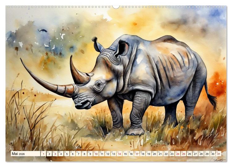 Produktbild: Zauberhafte Aquarelle von Afrikas Tierwelt (Wandkalender 2026 DIN A2 quer), CALVENDO Monatskalender