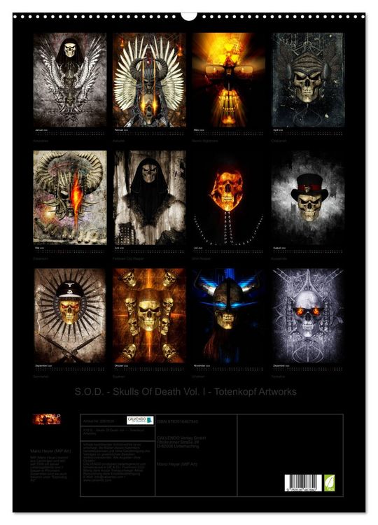 Produktbild: S.O.D. - Skulls Of Death Vol. I - Totenkopf Artworks (Wandkalender 2026 DIN A2 hoch), CALVENDO Monatskalender