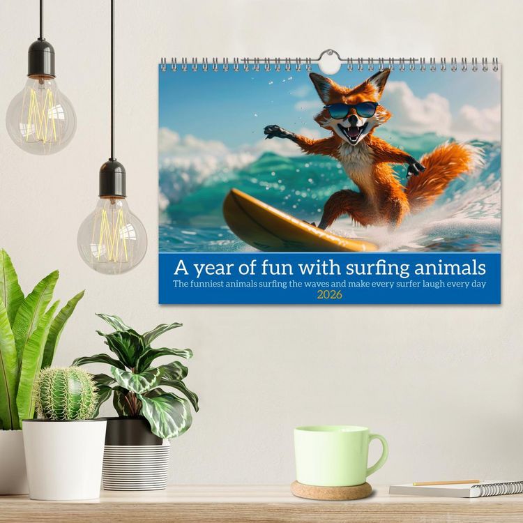 Produktbild: A year of fun with surfing animals (Wall Calendar 2026 DIN A4 landscape), CALVENDO 12 Month Wall Calendar