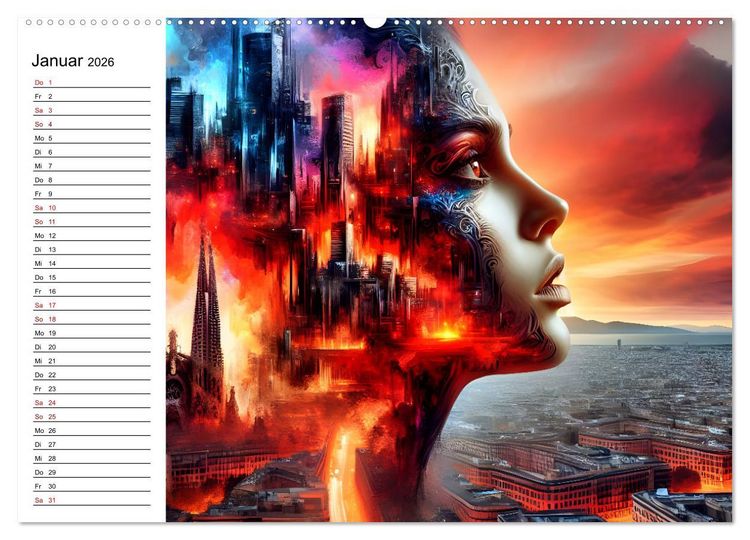 Produktbild: Metropolengesichter (hochwertiger Premium Wandkalender 2026 DIN A2 quer), Kunstdruck in Hochglanz