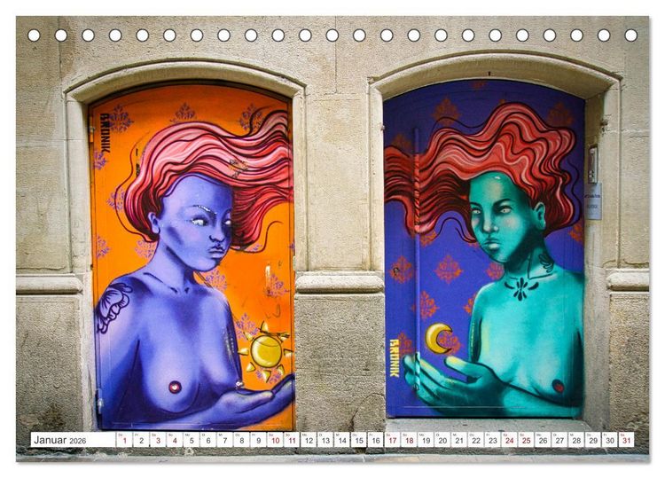 Produktbild: Graffiti: Die Kunst der Stra&szlig;e (Tischkalender 2026 DIN A5 quer), CALVENDO Monatskalender