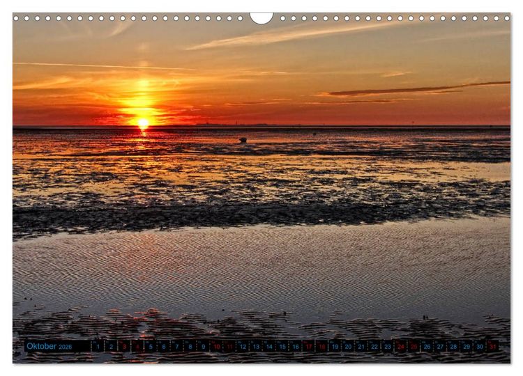 Produktbild: Sonnenunterg&auml;nge, an der Nordseek&uuml;ste vor Cuxhaven (Wandkalender 2026 DIN A3 quer), CALVENDO Monatskalender