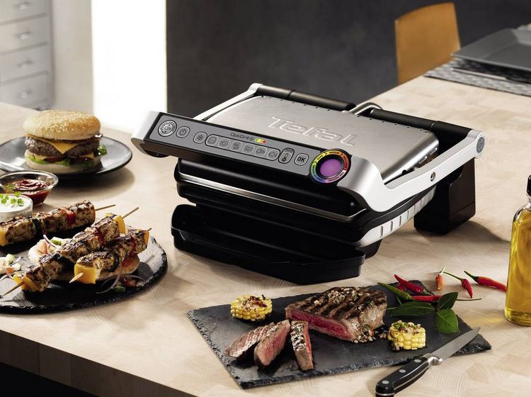Produktbild: Tefal Optigrill+ Elektro Kontaktgrill Automatische Temperaturanpassung Edelstahl (geb&uuml;rstet), Schwarz