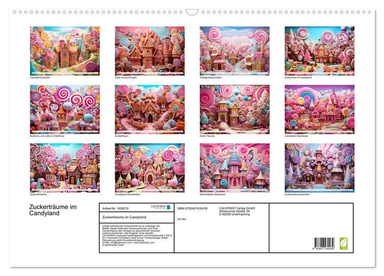 Produktbild: Zuckertr&auml;ume im Candyland (Wandkalender 2026 DIN A2 quer), CALVENDO Monatskalender