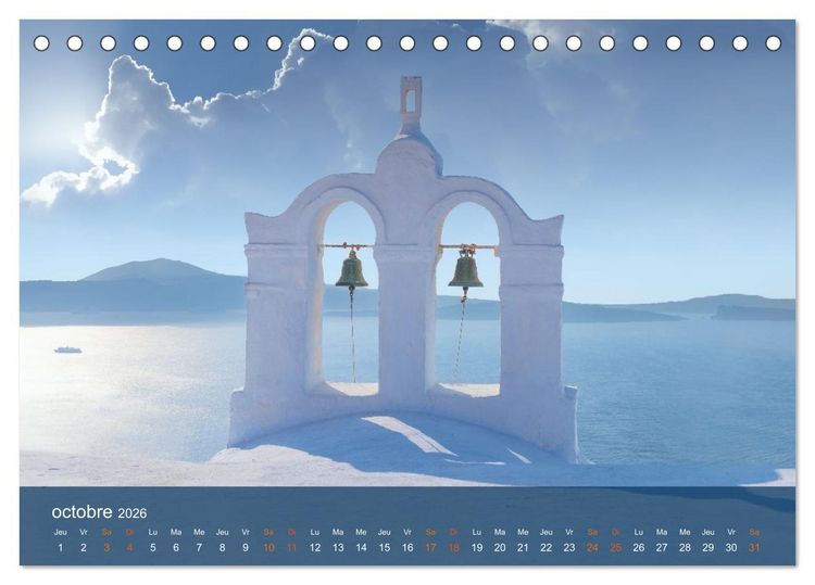 Produktbild: Santorin - La Magie des Cyclades (Calendrier de bureau 2026 DIN A5 vertical), CALVENDO calendrier mensuel