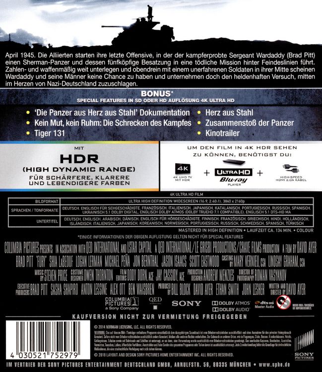 Produktbild: Herz aus Stahl (4K Ultra HD)
