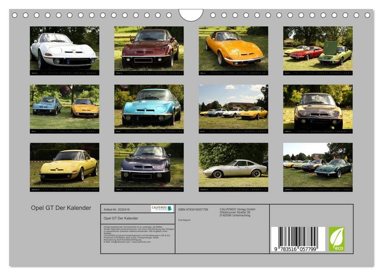 Produktbild: Opel GT Der Kalender (Wandkalender 2026 DIN A4 quer), CALVENDO Monatskalender