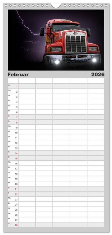 Produktbild: Familienplaner 2026 - Langhauber. Coole Trucks in den USA mit 5 Spalten (Wandkalender, 21 x 45 cm) CALVENDO