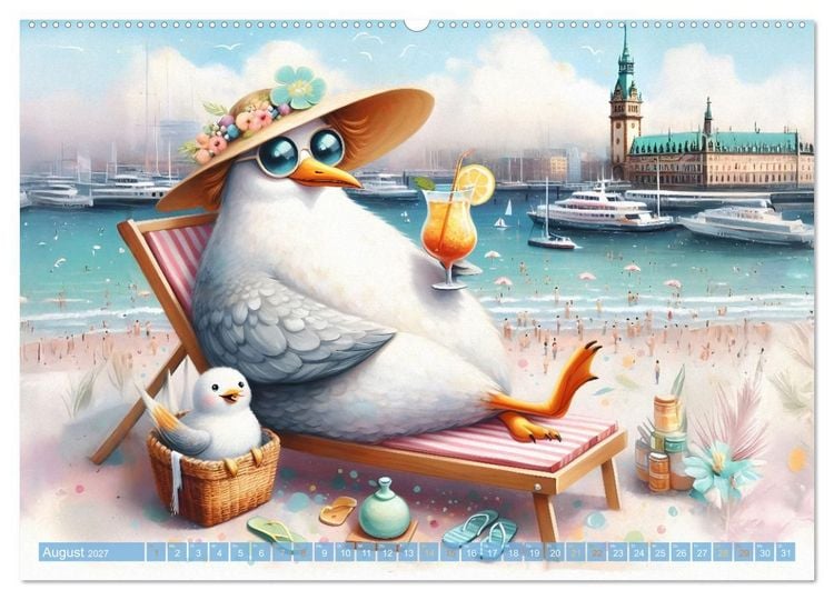 Produktbild: Die M&ouml;we Emma in Hamburg (Wandkalender 2027 DIN A2 quer), CALVENDO Monatskalender