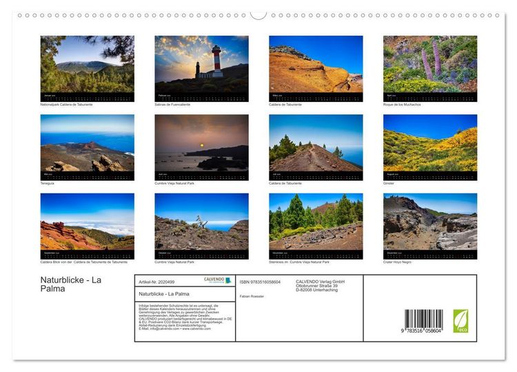 Produktbild: Naturblicke - La Palma (hochwertiger Premium Wandkalender 2026 DIN A2 quer), Kunstdruck in Hochglanz