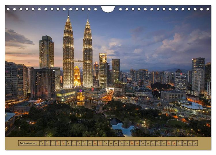 Produktbild: Metropolen - Asiens sch&ouml;nste St&auml;dte bei Nacht (Wandkalender 2027 DIN A4 quer), CALVENDO Monatskalender