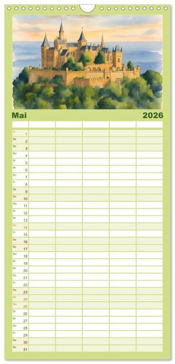 Produktbild: Familienplaner 2026 - Deutsche Schl&ouml;sser und Burgen mit 5 Spalten (Wandkalender, 21 x 45 cm) CALVENDO