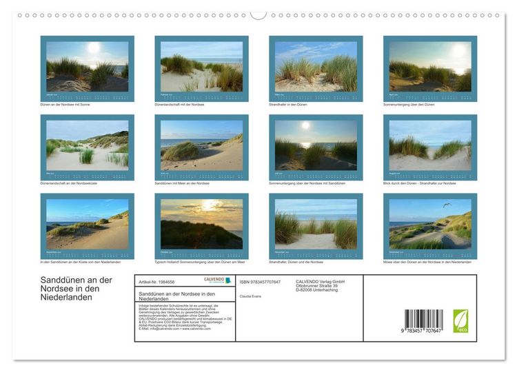 Produktbild: Sandd&uuml;nen an der Nordsee in den Niederlanden (hochwertiger Premium Wandkalender 2026 DIN A2 quer), Kunstdruck in Hochglanz