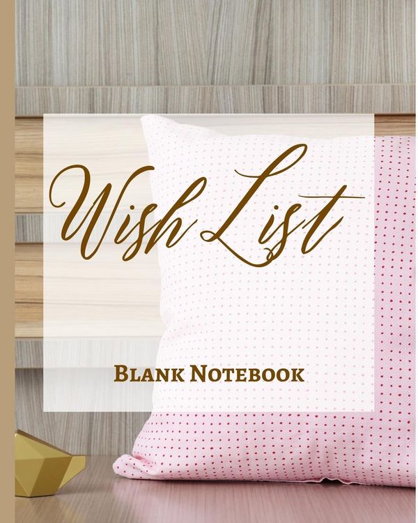Produktbild: Wish List - Blank Notebook - Write It Down - Pastel Rose Gold Pink Wooden Abstract Design - Polka Dot Brown White Fun