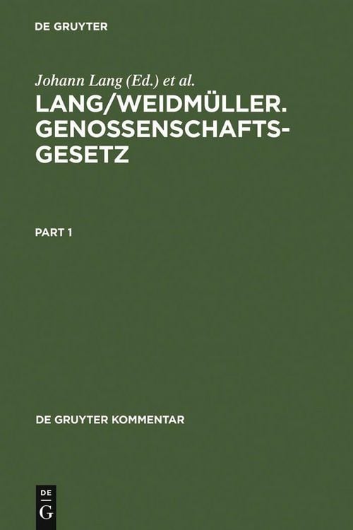 Produktbild: Lang/Weidm&uuml;ller. Genossenschaftsgesetz
