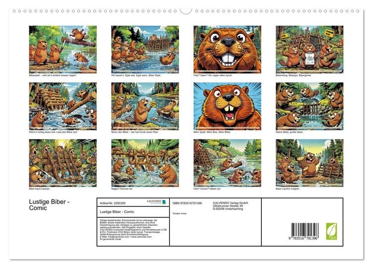 Produktbild: Lustige Biber - Comic (hochwertiger Premium Wandkalender 2027 DIN A2 quer), Kunstdruck in Hochglanz
