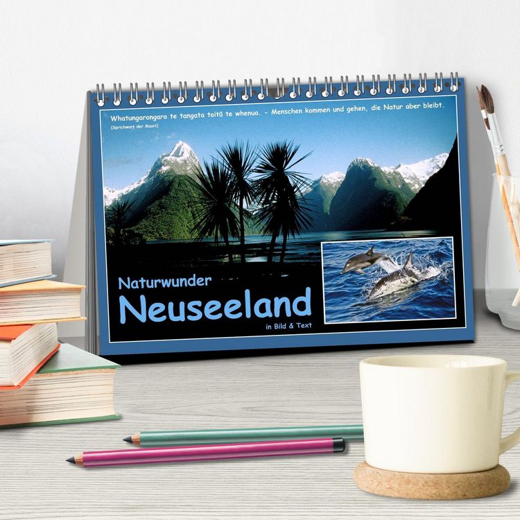 Produktbild: Naturwunder Neuseeland - in Bild und Text (Tischkalender 2026 DIN A5 quer), CALVENDO Monatskalender