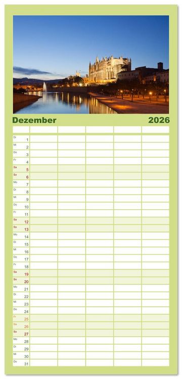Produktbild: Familienplaner 2026 - Balearen - Mallorca, Menorca, Ibiza und Formentera mit 5 Spalten (Wandkalender, 21 x 45 cm) CALVENDO