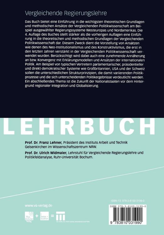 Produktbild: Vergleichende Regierungslehre