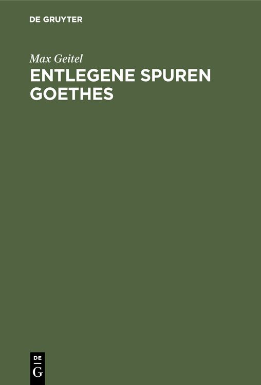 Produktbild: Entlegene Spuren Goethes