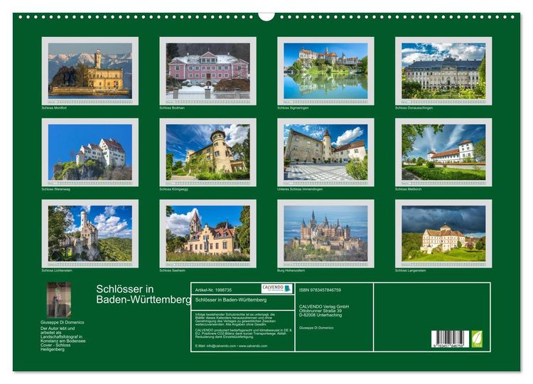 Produktbild: Schl&ouml;sser in Baden-W&uuml;rttemberg (Wandkalender 2026 DIN A2 quer), CALVENDO Monatskalender