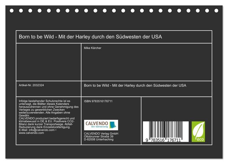 Produktbild: Born to be Wild - Mit der Harley durch den S&uuml;dwesten der USA (Tischkalender 2026 DIN A5 quer), CALVENDO Monatskalender