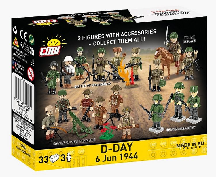 Produktbild: Cobi Historical Collection 2058A - D-Day 6 Jun 1944, 33 Klemmbausteine, 3er Set Spielfiguren
