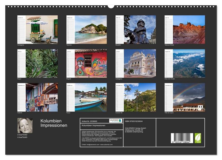 Produktbild: Kolumbien Impressionen (hochwertiger Premium Wandkalender 2026 DIN A2 quer), Kunstdruck in Hochglanz