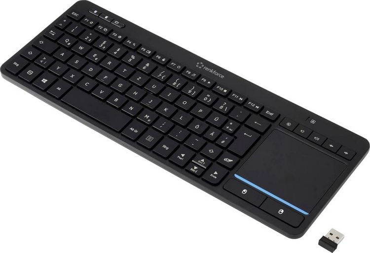 Produktbild: Renkforce RF-WLTKB-300 Kabellos Tastatur Deutsch, QWERTZ Schwarz Integriertes Touchpad
