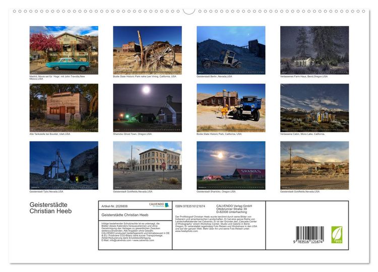 Produktbild: Geisterst&auml;dte Christian Heeb (hochwertiger Premium Wandkalender 2026 DIN A2 quer), Kunstdruck in Hochglanz