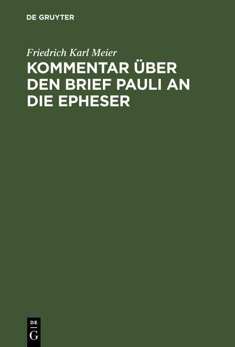 Produktbild: Kommentar &uuml;ber den Brief Pauli an die Epheser
