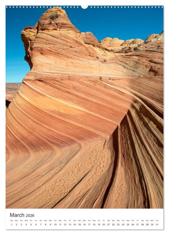 Produktbild: Paria Canyon The Wave (High Quality Premium Wall Calendar 2026 DIN A2 portrait),CALVENDO 12 Month Wall Calendar