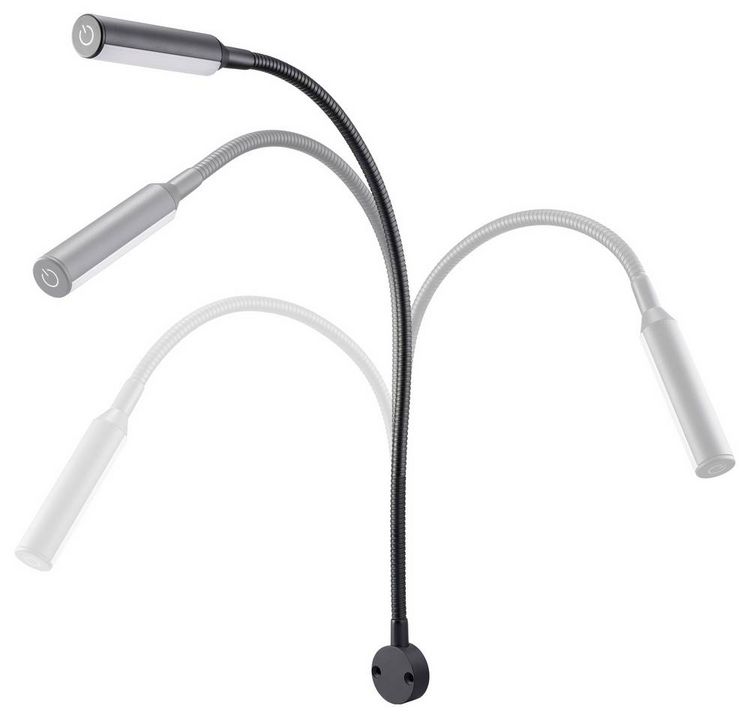 Produktbild: Sygonix Leselampe SY-7043944 12 V/DC, 24 V/DC (L x B x H) 577 x 35 x 20 mm Biegsamer Hals, Taster, Schwenkbar