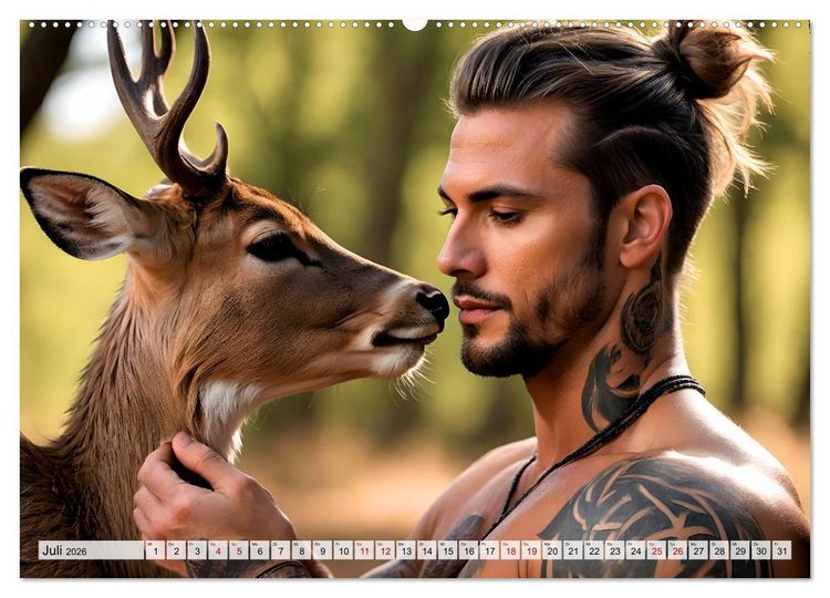 Produktbild: Naturburschen im Wald - Muskeln, Tattoos und Waldbewohner (hochwertiger Premium Wandkalender 2026 DIN A2 quer), Kunstdruck in Hochglanz